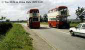 img080 TM KGK959 RT2150 and LYR969 RT2759  Quorn Bus Rally 1989 or London Scenes Dec 89 copyri...jpg
